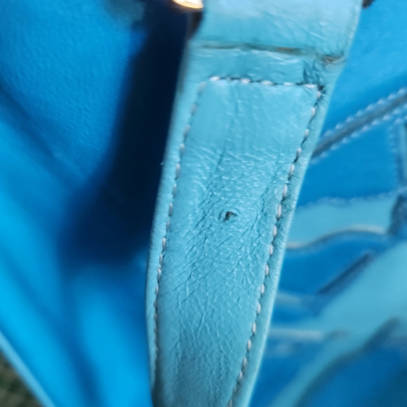 Y2K Fiona Lang Blue Zodiac Leather Tote - Picture 7 of 12